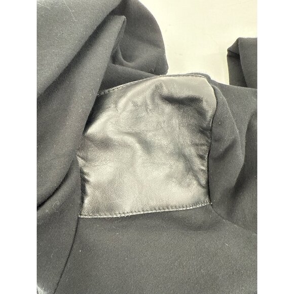 Prada Milano Womens authentic  Zip-Up Hoodie Leather Accents Black Size M fleece - Picture 7 of 12